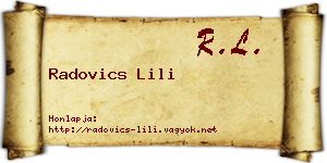 Radovics Lili névjegykártya